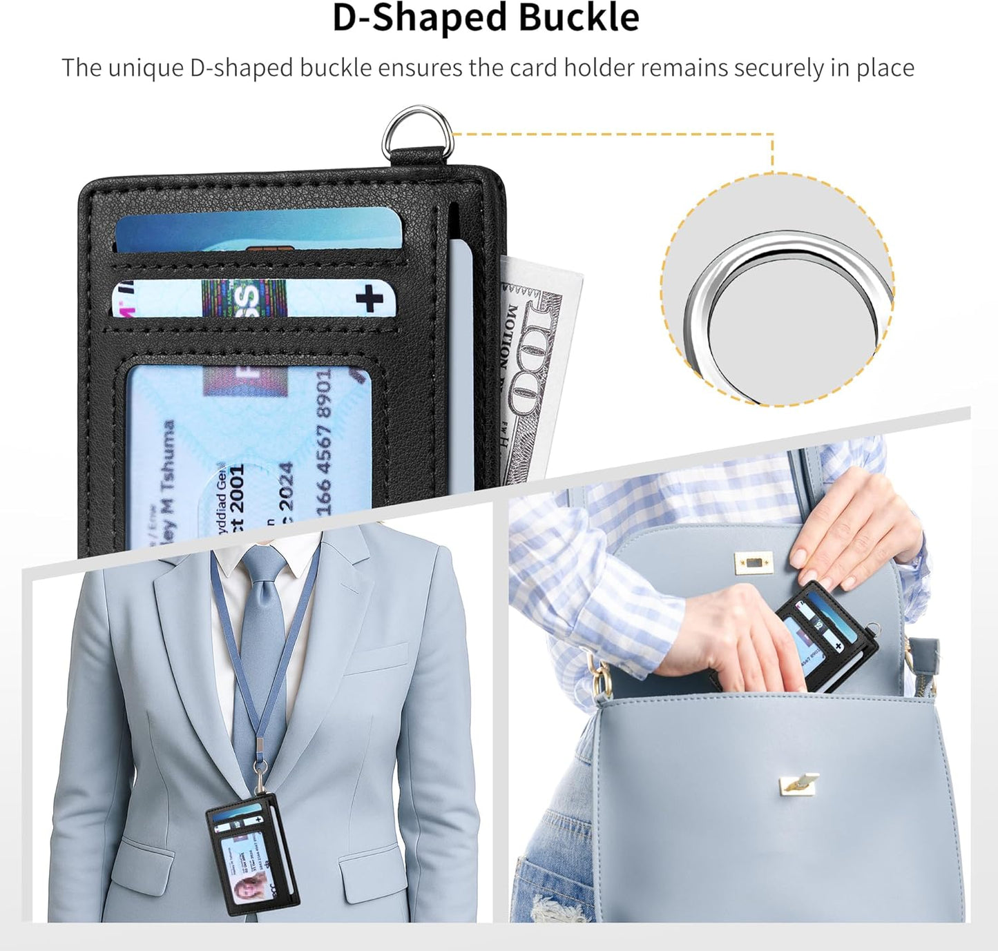 Mayski Slim Wallet, Credit Card Holder for Women, Minimalist Front Pocket RFID Blocking Card Cases, Small Wallet Women Men(Grain Black)