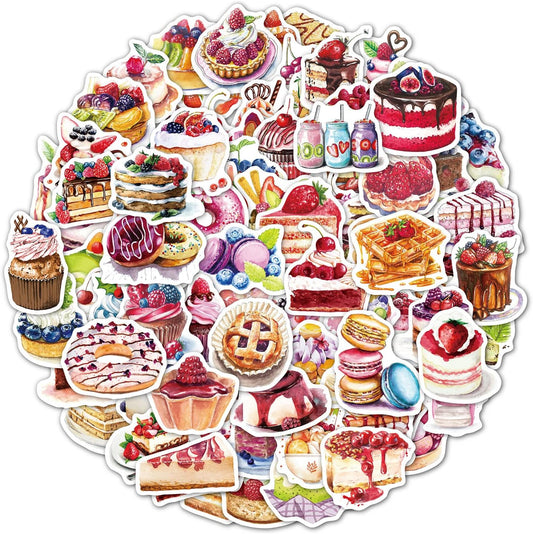 Cake Theme Stickers - MAXLEAF 100PCS Vintage Waterproof Stickers for Decoration Planner Phone Case Scrapbook Coffee Journals Decoration