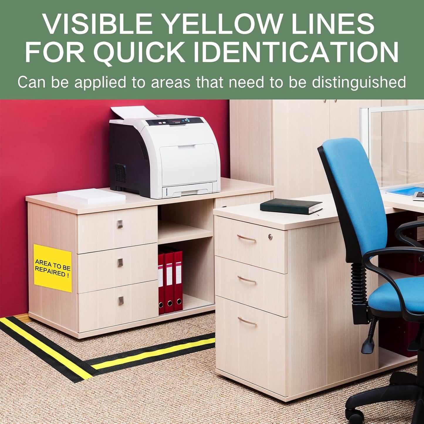 WILLBOND Grip Floor Cable Cover Cords Protector Management Only for Commercial Office Carpet(147.64 ft,Black and Yellow)