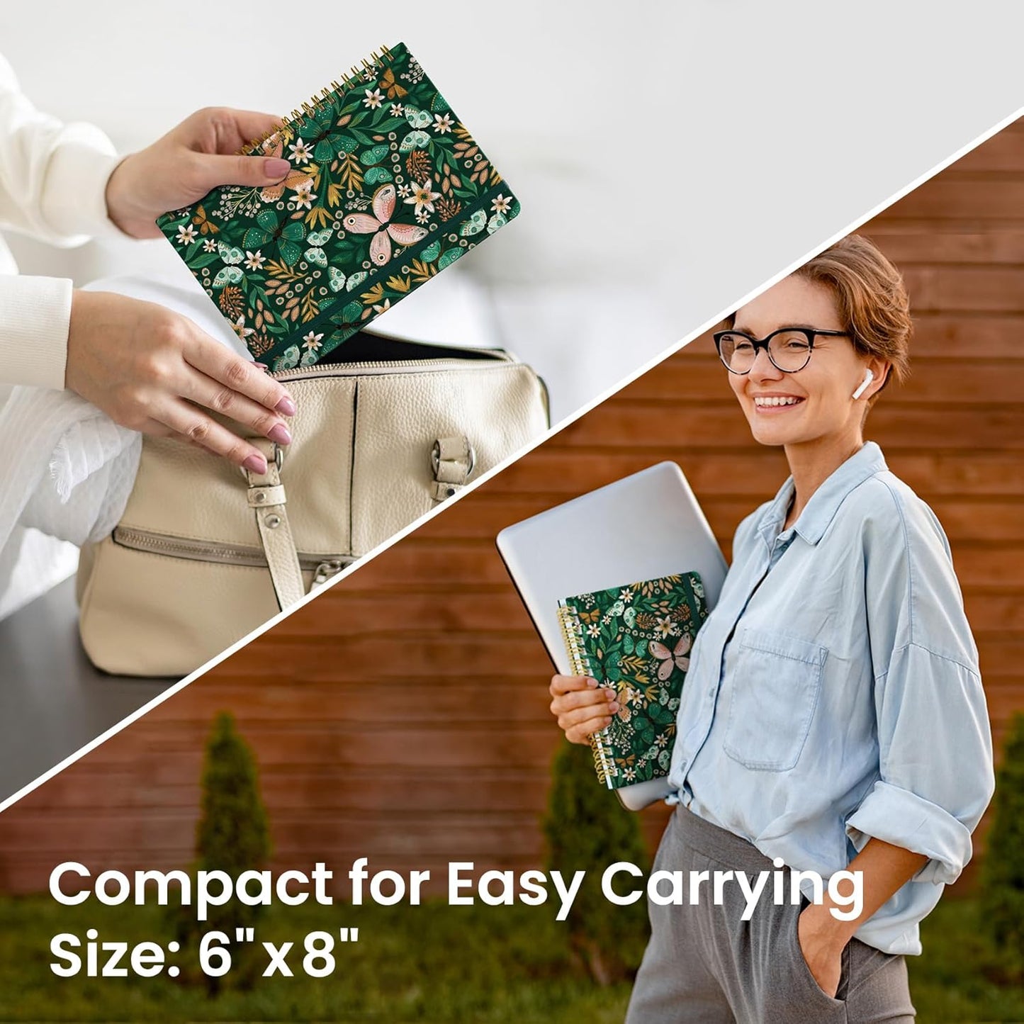 Lined Spiral Journal Notebook for Women, Cute A5 College Ruled Hardcover Notebook for Work & Note Taking, Aesthetic Pretty Journal for Writing, 140 Pages, Butterfly