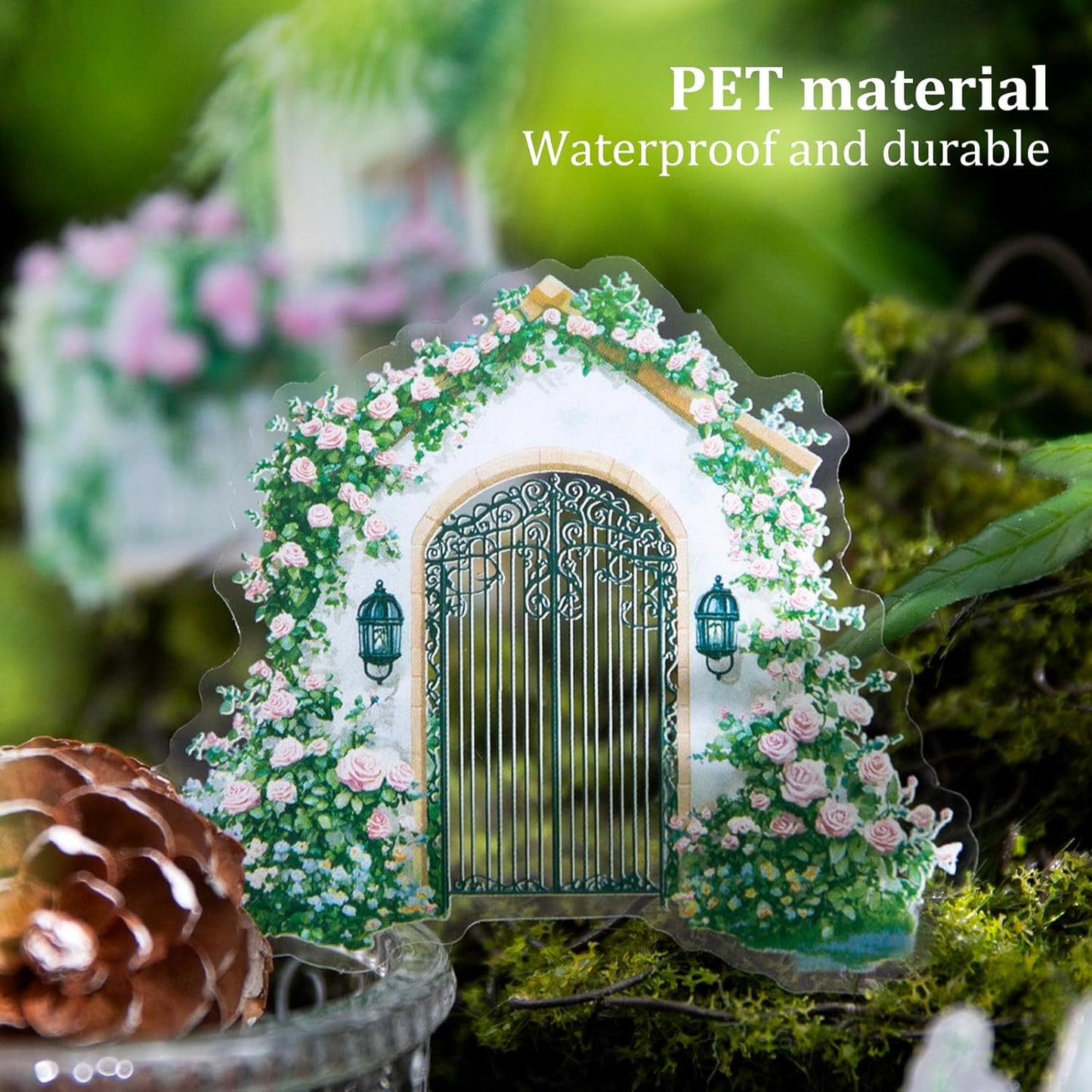 Greenery PET Sticker Set, 80PCS Nature Landscape Stickers for Scrapbooking Journaling DIY Crafts Garden Floral Decorative Supplies