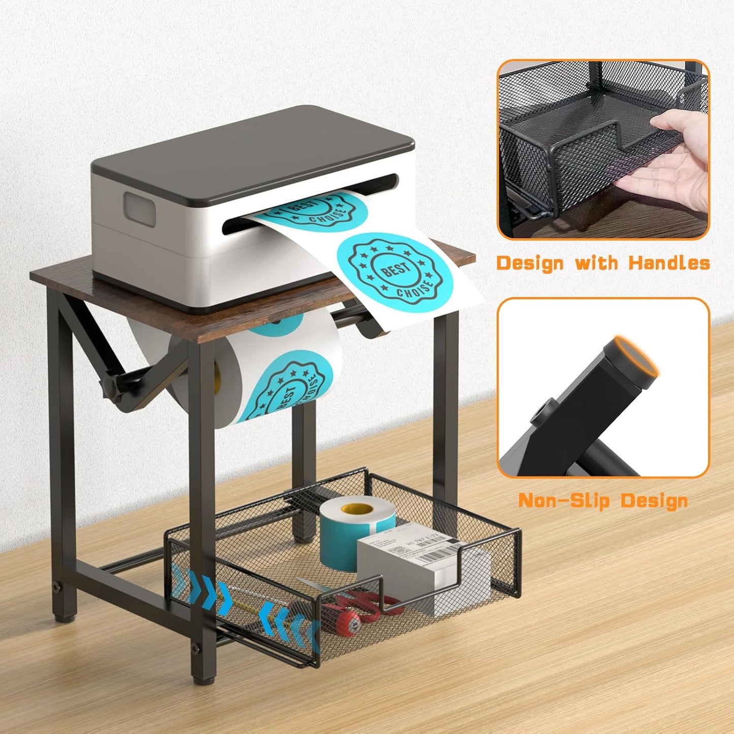 Label Holder for Rolls and Fan-Fold Labels, Thermal Sticker Holder for Desktop Thermal Printer, Shipping Label Stand Desktop Label Printer Accessory Supplies for Home, Office, Small Business