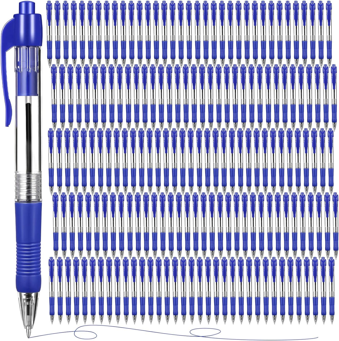 Fainne 200 Pack Retractable Ballpoint Pen 1.0 mm Medium Point Refillable Smooth Click Writing Pens With Grip for Work Journal Writing Office School Supplies(Blue Ink)