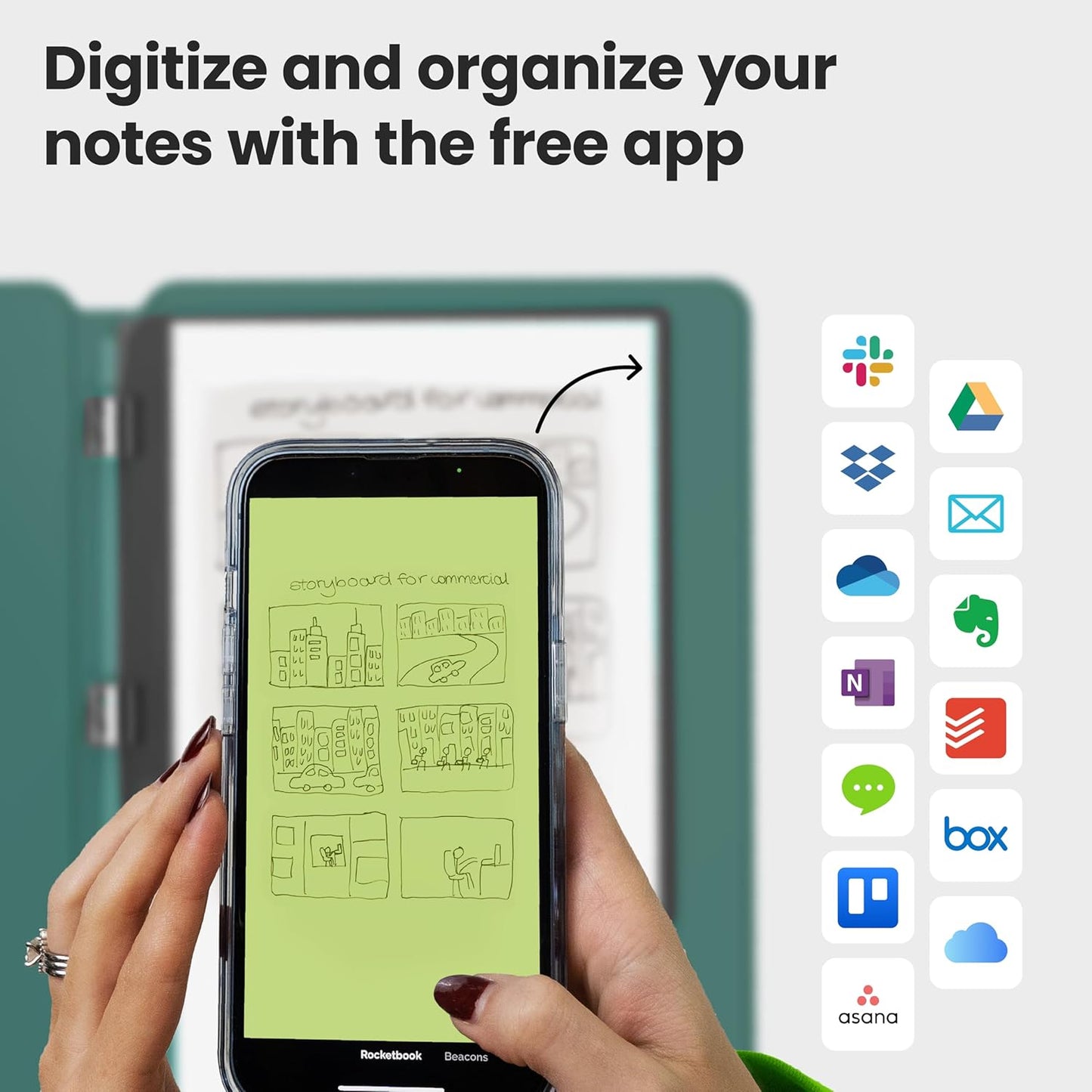 Rocketbook Pro 2.0 Reusable Professional Smart Notebook, Letter Size 8.5x11, Green - Lined & Dot Grid Pages, App-Connected, Erasable, Premium Cover, Ideal for Work Notes and Business Meetings