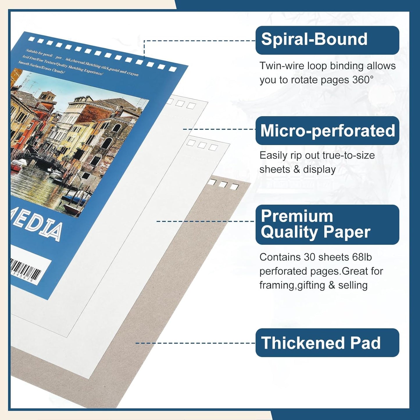 Jexine 20 Pcs 5.5'' x 8.5'' Top Spiral Bound Sketch Pad 30 Sheet Each(68lb/100gsm), Sketching Drawing Pad Artist Sketch Pad Kids Drawing Paper Art Sketchbook for Charcoal Graphite Painting