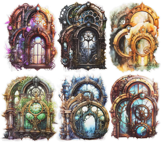 Large Window PET Sticker Set, 60PCS Punk Ephemera for Scrapbooking, Journaling, Crafting, DIY Projects, and Art Supplies