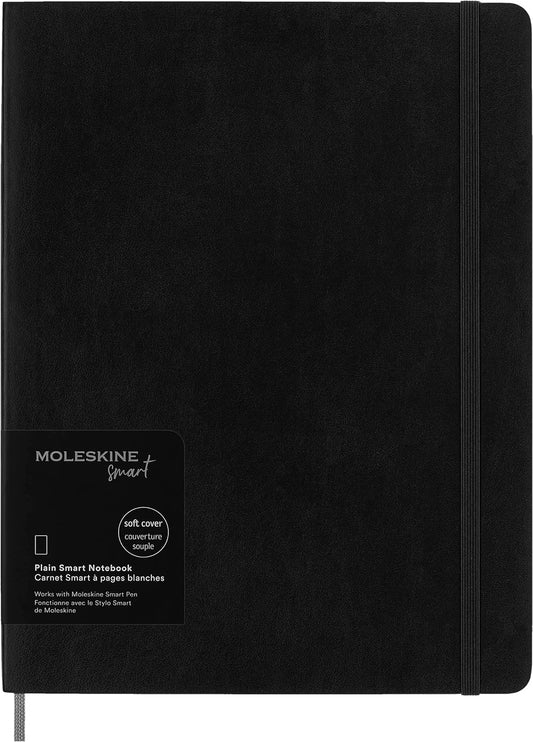 Moleskine Smart Notebook, Extra Large, Plain, Black, Soft Cover (7.5 x 10)