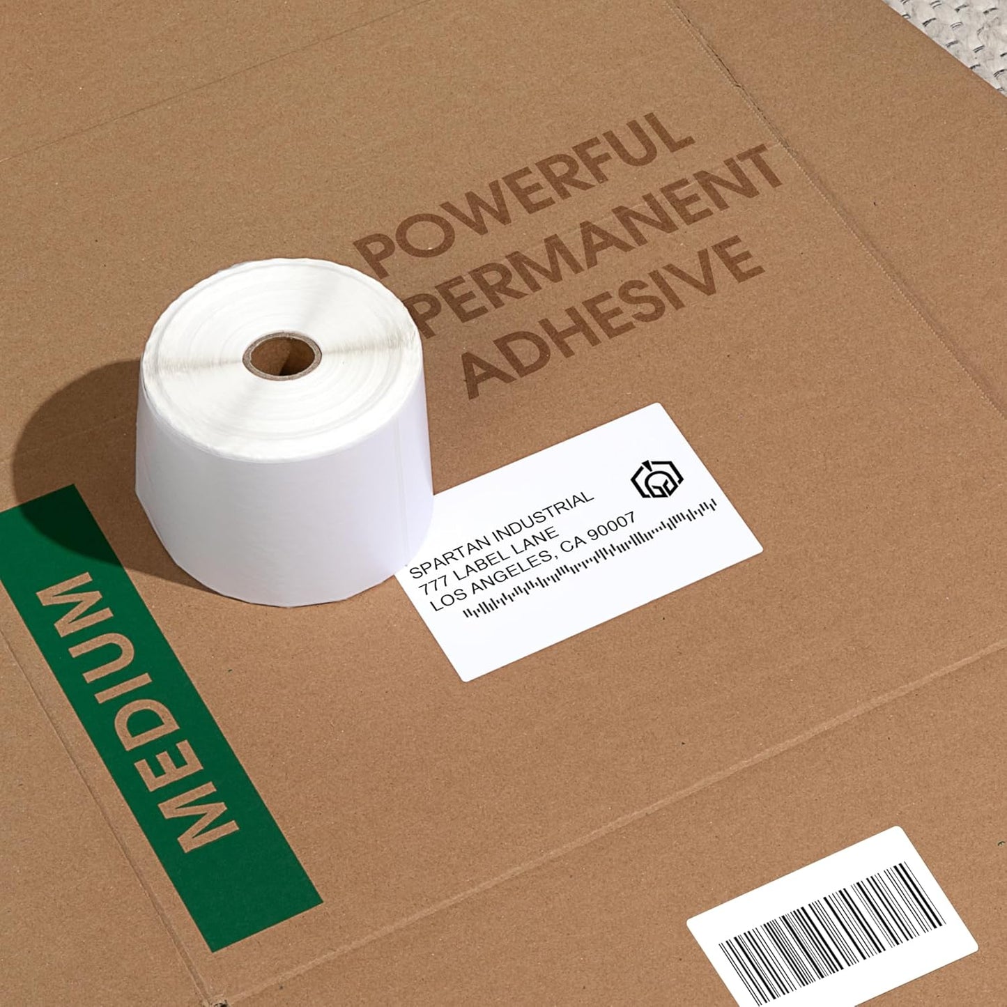 Spartan Industrial - 1 1/2" X 1" Direct Thermal Barcode Labels Compatible with Rollo, Zebra, and Other Desktop Label Printers (10 Rolls, 1300/Roll)