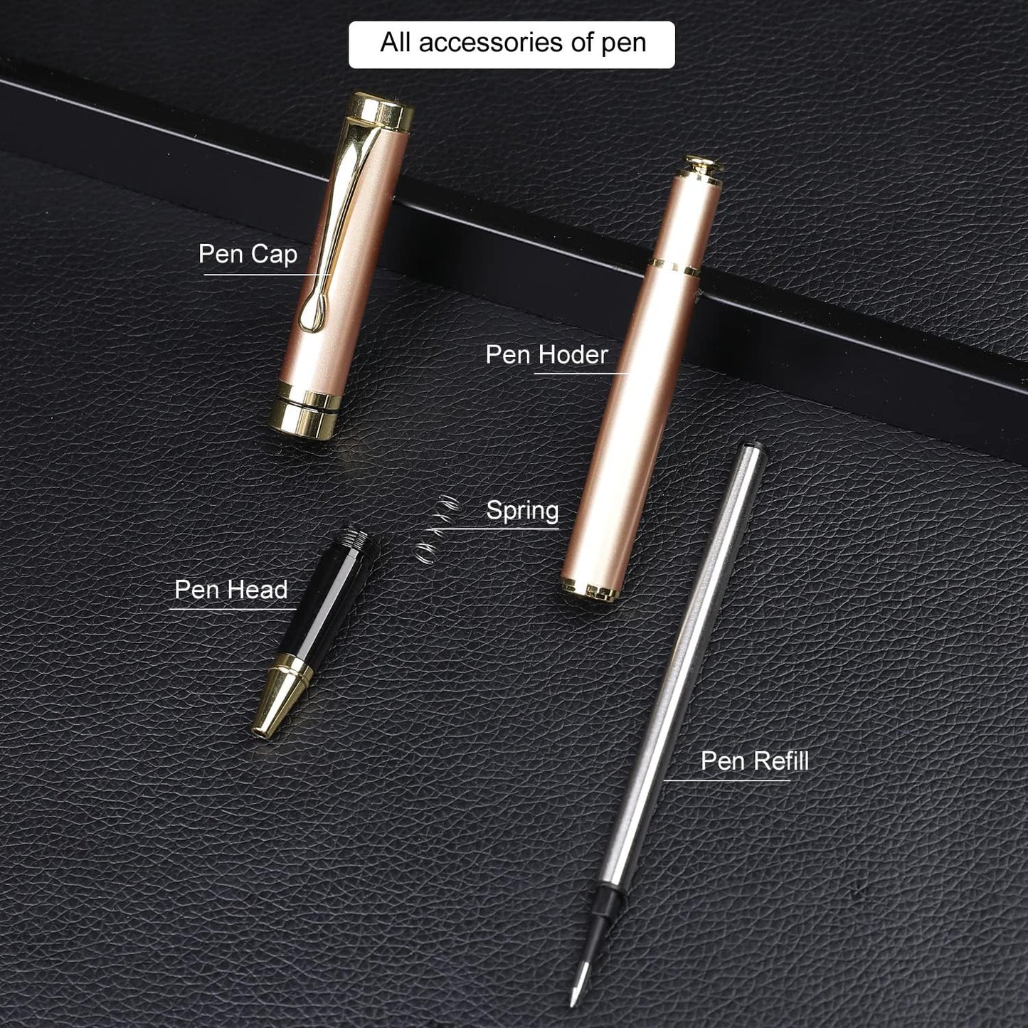 YIVONKA Luxury Ballpoint Pens Best Ball Pen Gift Set for Men & Women Professional Executive Office Nice BallPens Classy Gift Box Ballpoint Black Refill Line width 0.5mm (Rose Gold)