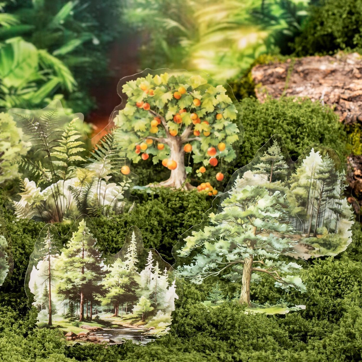 120Pcs Forest PET Scrapbook Stickers Botanical Designs for Scrapbooking Waterproof Journaling Supplies Junk Journal Ephemera with Storage Organizer