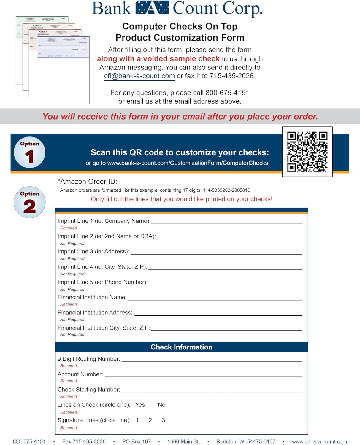 Computer Checks on Top - Custom Laser Business Checks Compatible with QB accounting software, Blue (250)