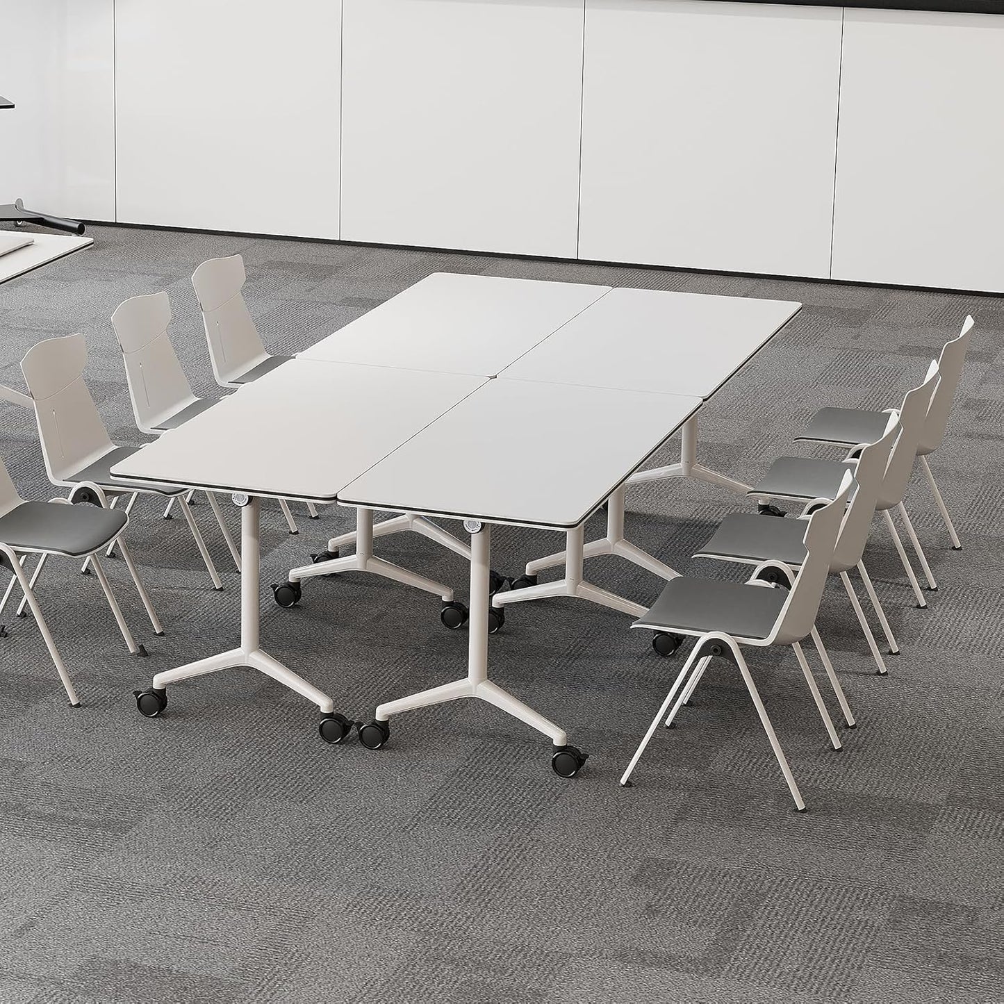 Folding Conference Room Tables 6 Pack, Foldable Modern Mobile Meeting Table Desk Training Table 6FT Large Rolling OfficeTable for Conference Training Classroom (2, 70.8" * 23.6" * 29.5")