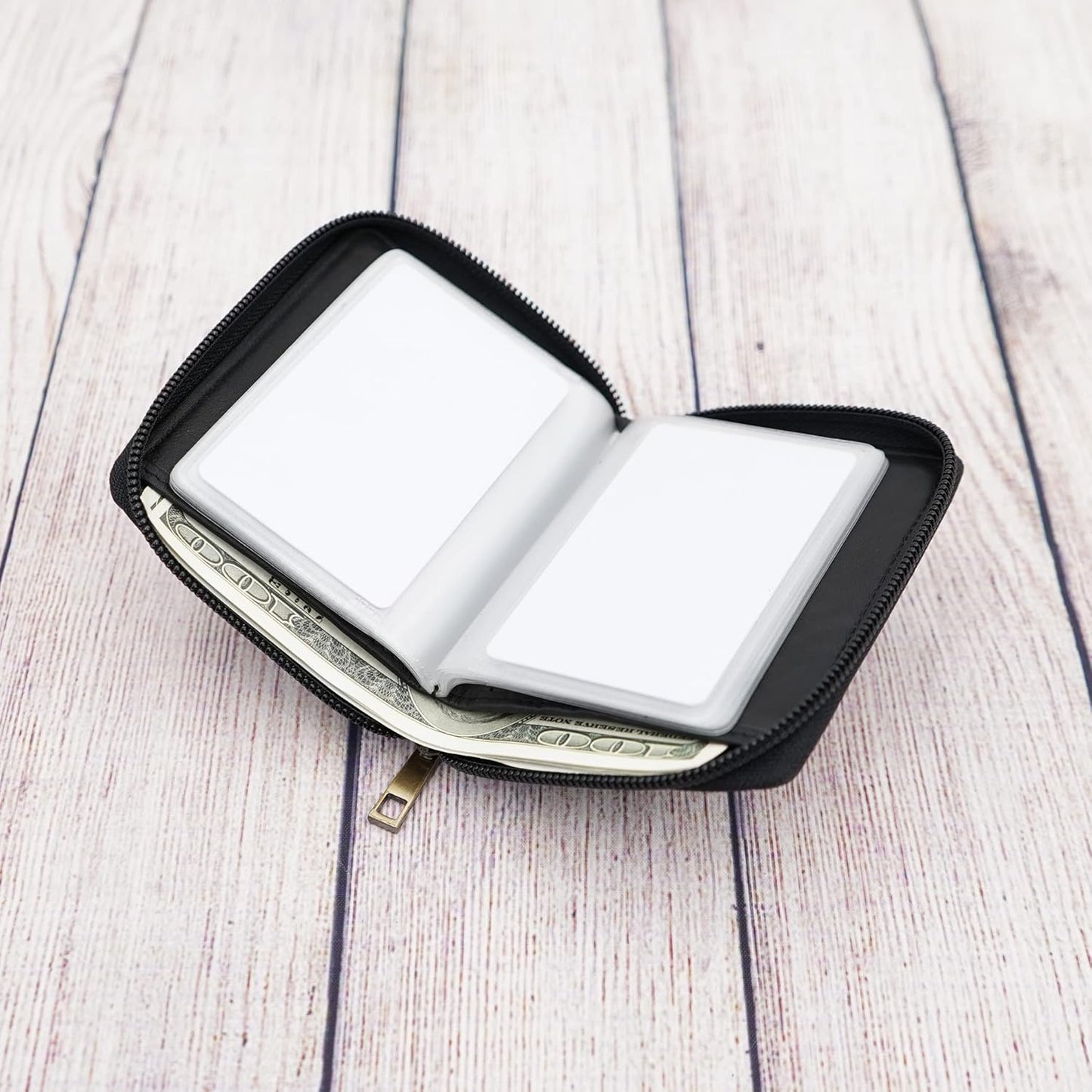 ag wallets Mens Zip Around Leather Wallet with Inserts (Black Napa)