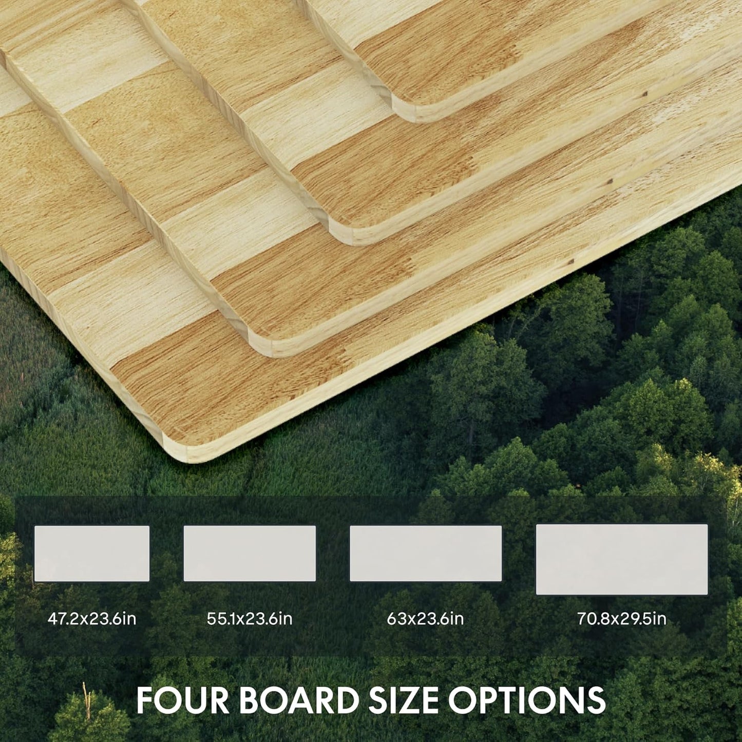 FLEXISPOT E3 Solid Wood Dual Motor Standing Desk 48x24 Inch Whole-Piece Board Electric Height Adjustable Stand Up Desk (White Frame + Rubber Wood Desktop)