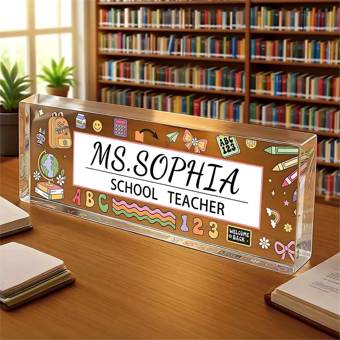 Custom Desk Name Plate, Teacher Name Plate for Desk, Office Decor for Women, Coworkers, Employee (S9)
