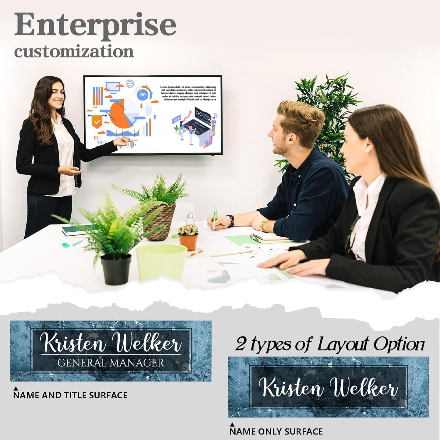 Personalized Name Plate for Desk - Custom Engraved Name Plates for Man - Boss Day Gifts for Boss - Acrylic Office Decor Appreciation Gifts for Teacher Nurse Coworker Social Worker (Blue)