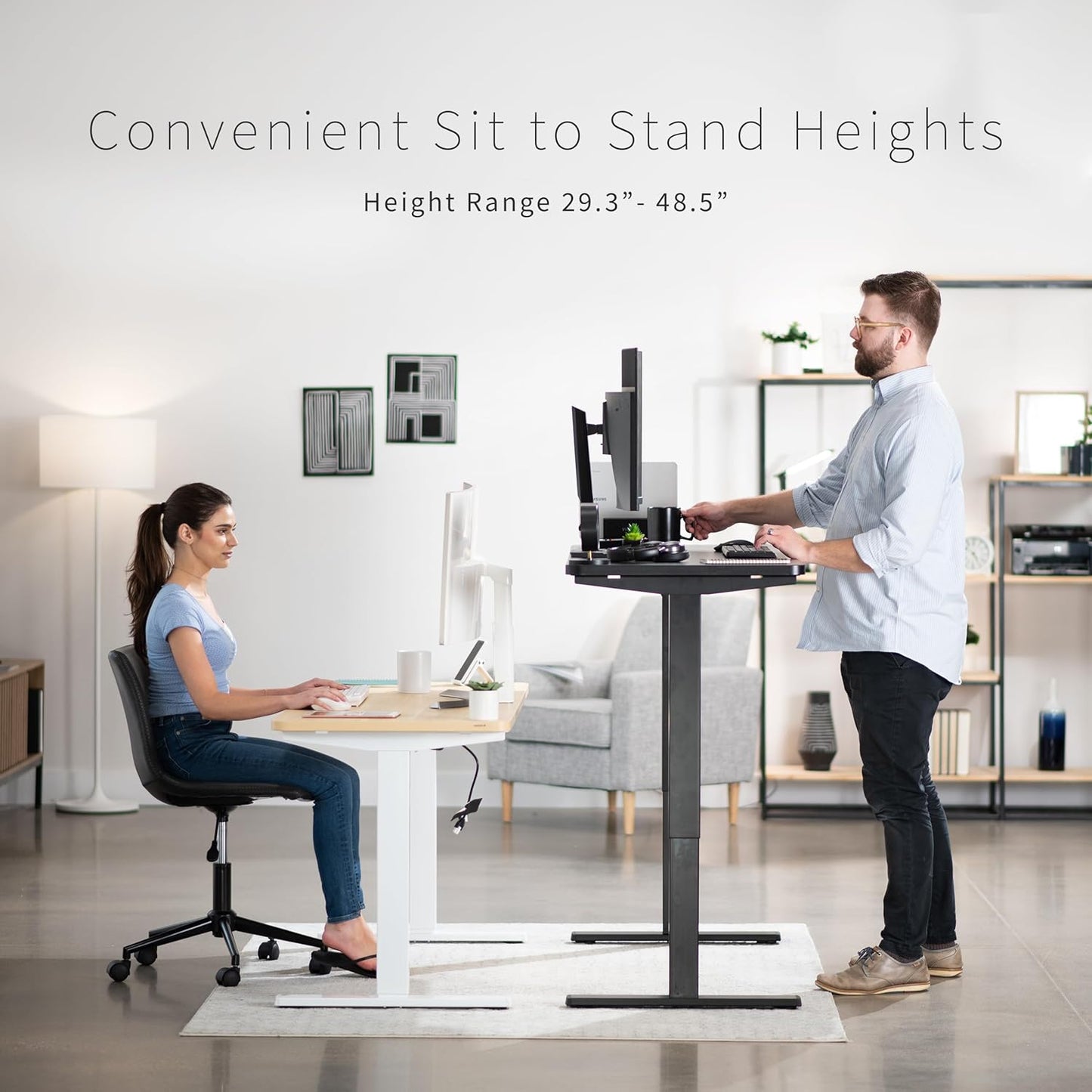 VIVO Electric 60 x 24 in Standing Desk, Memory Height Adjustment, 1B Series, One-Piece White Top, Gray Frame, DESK-KIT-1G6W