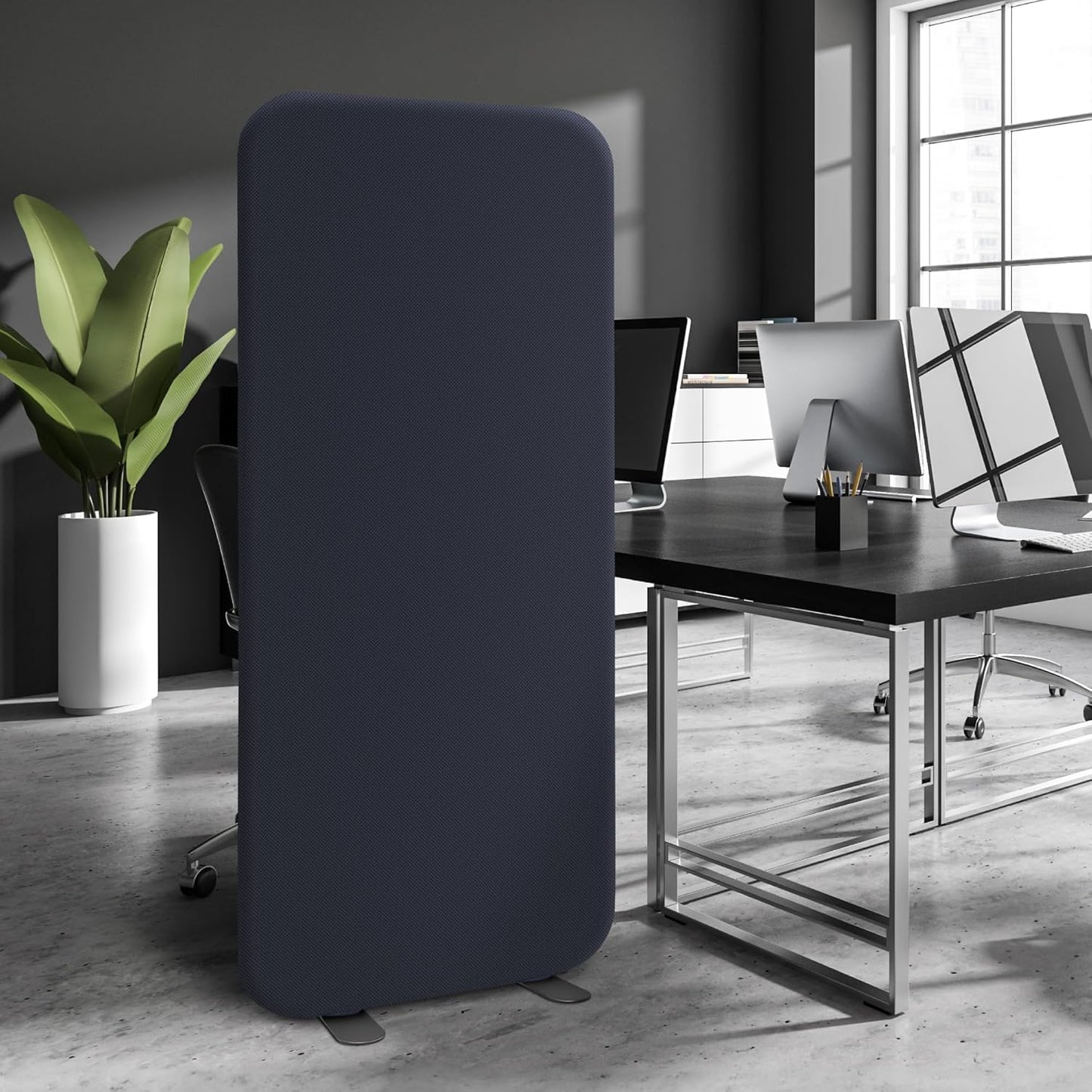 DECOLAB Standing Room Divider, Movable Space Partition Separator for Office, School, Living Space, Workspace, Scratch Resistance, 29"x65", Cobalt