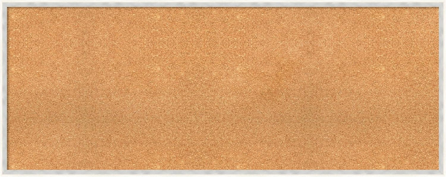 Amanti Art Natural Cork Board for Wall, 21x53 Vision Board with White Frame, Oversize Corkboard Office Decor for Home Organization, Modern Corkboard Pinboard to Display Items for Home Organization in