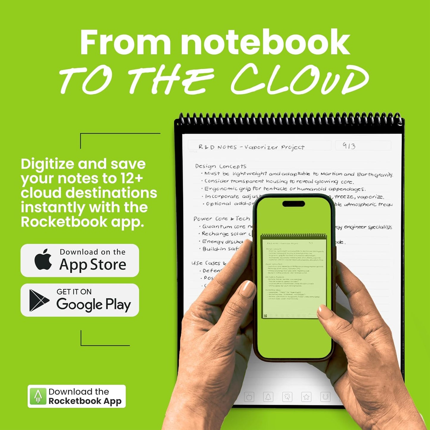 Rocketbook Flip Reusable Smart Notepad, Top Bound Notebook Executive Size 6x8.8, Black - Lined and Dotted Pages, App-Connected, Erasable, Ideal for Righties and Lefties