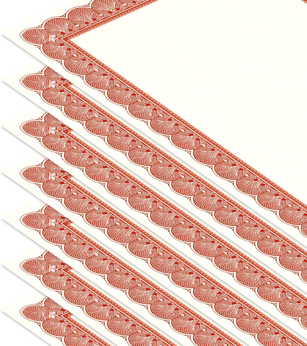 Elite Red & White Parchment Certificate Papers - Pack of 100, Laser & Inkjet Printer Compatible, For Office, Business Awards, Graduation, School Diplomas, 8-1/2" x 11" on 60 lb.Text Stock