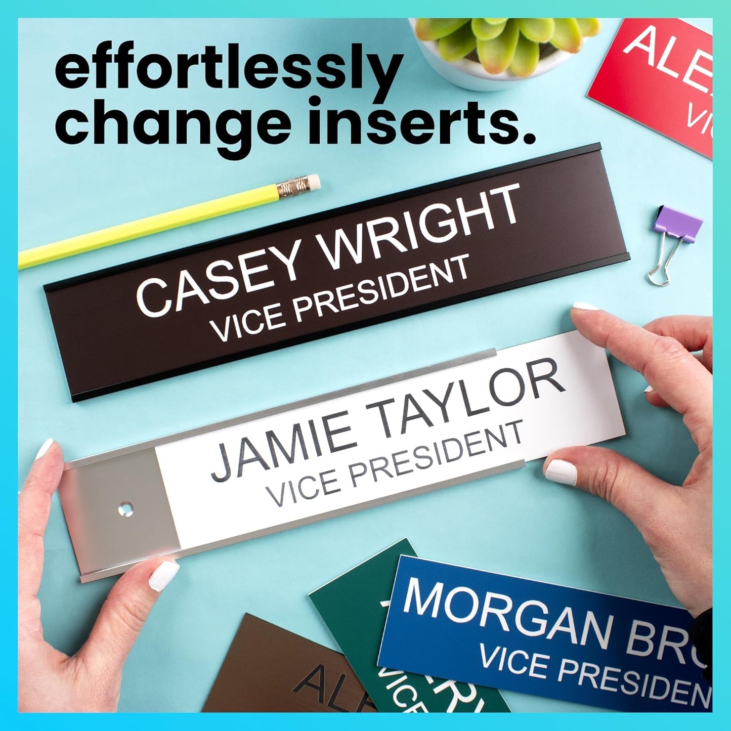 ExcelMark 2"x 8"Custom Engraved Name Plate with Square Corners