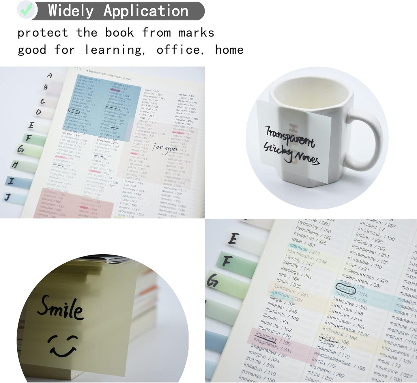 800Pcs Transparent Sticky Notes, 3"x3" Clear Sticky Notes, Waterproof Translucent Sticky Note Pads for Books Annotation, Clear Post it Notes for Bible Study, School, Office（Morandi）