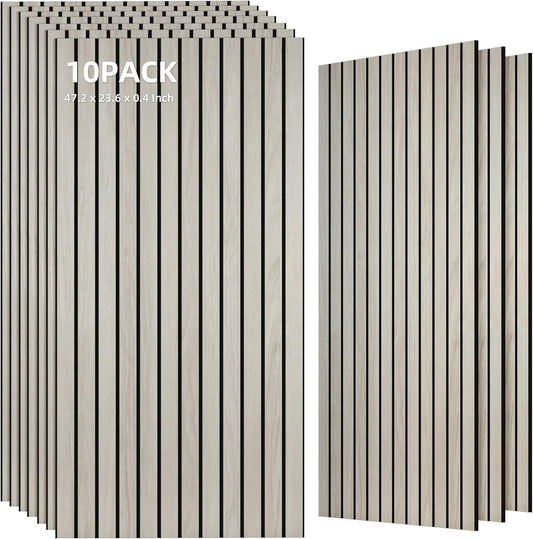 TO-TH Wood-Look Acoustic Wall Panels, 10 Pack 47.2” x 23.6” Acoustic Panels, Decorative Sound Absorbers Sound Dampening Panels for Home, Office, Basement, Natural Oak