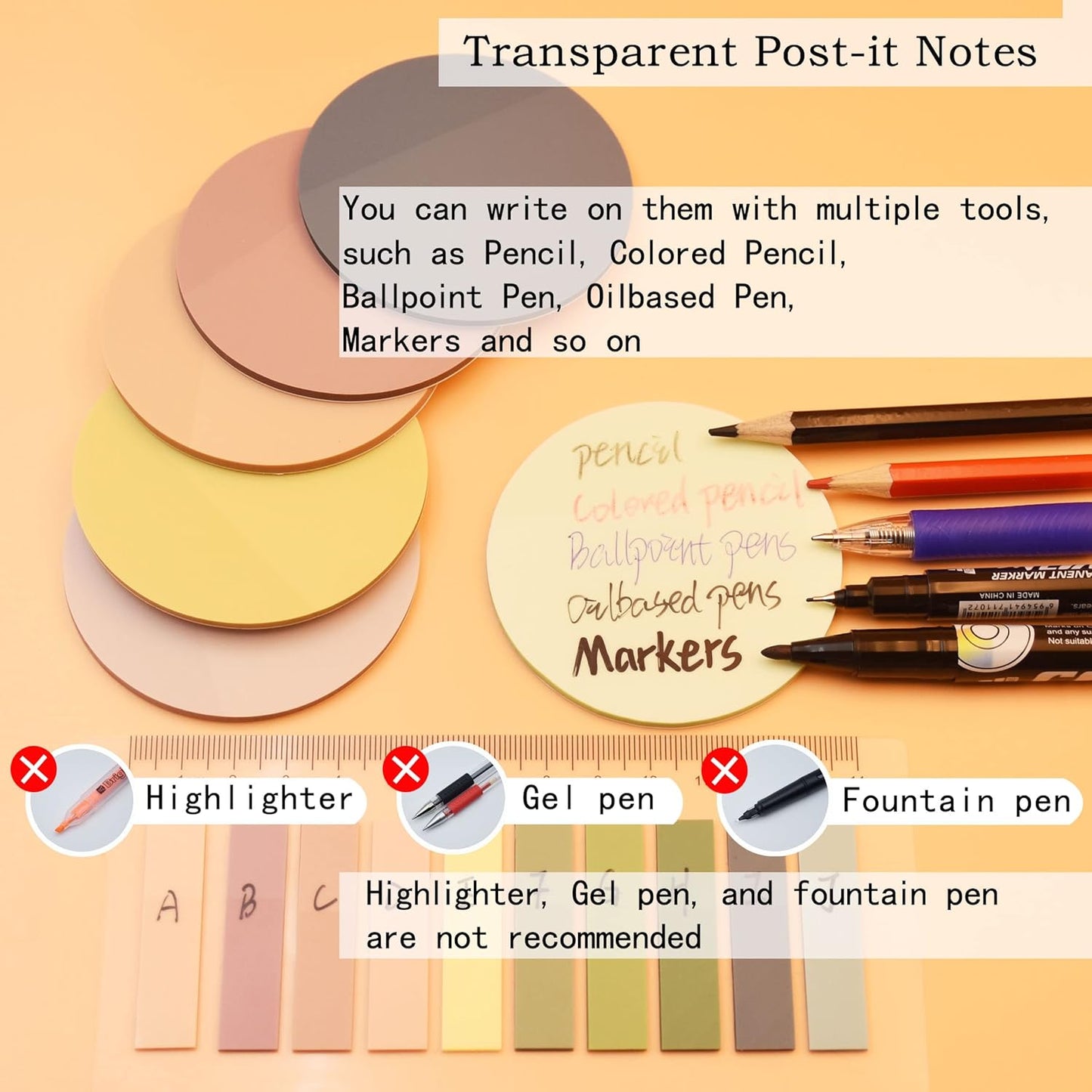 800Pcs Transparent Sticky Notes, 2.76"x2.76" Clear Round Sticky Notes, Waterproof Translucent Sticky Note Pads for Books Annotation, Clear Post it Notes for Bible Study, School, Office