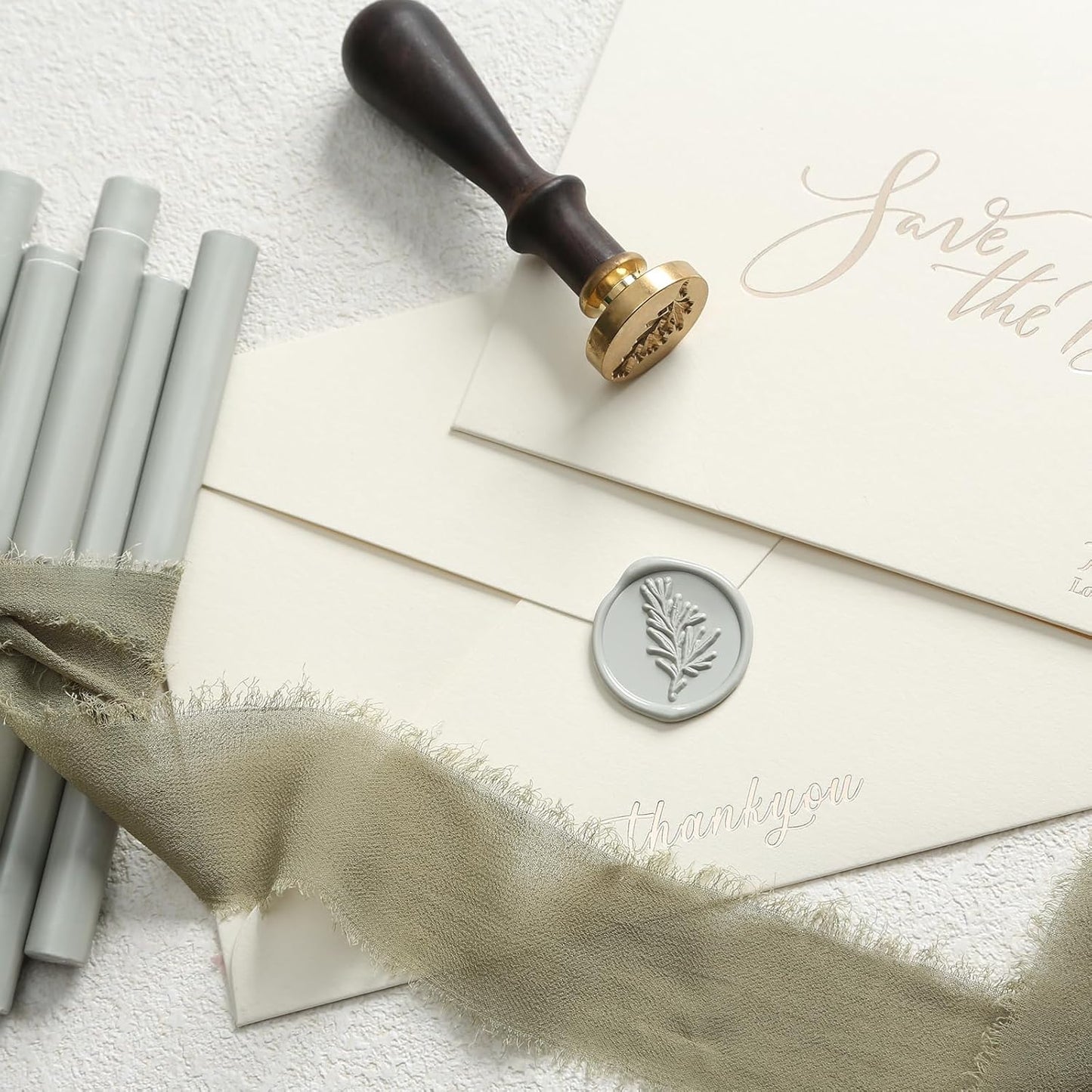 UNIQOOO Dusty Green Sealing Wax Sticks for Wax Seal Stamp - Perfect for Wedding Invitations, Cards Envelopes, Snail Mails, Wine Packages, Christmas Gift Ideas, Pack of 8