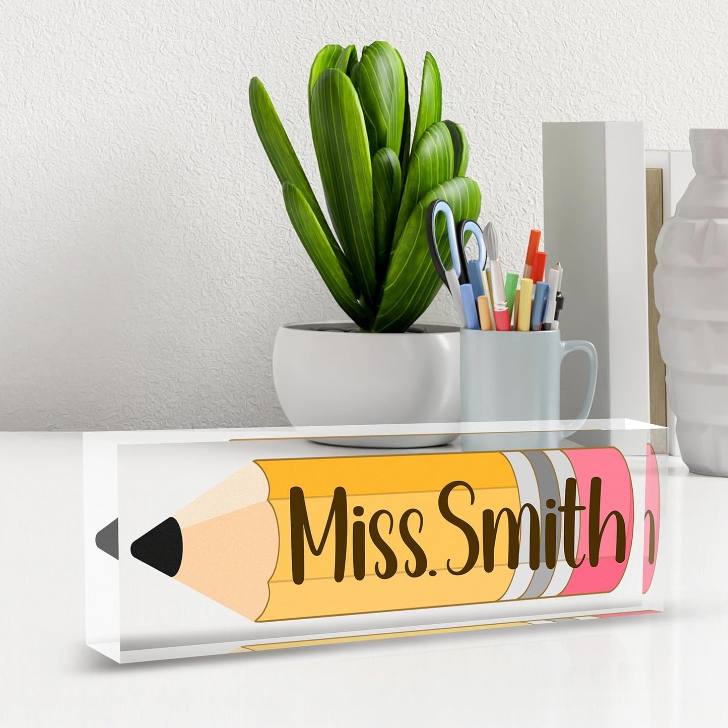 Teacher Name Plate for Desk, Acrylic Desk Name Plate Personalized Office Desk Decor, Teacher Appreciation Gifts Beast Teacher Gifts