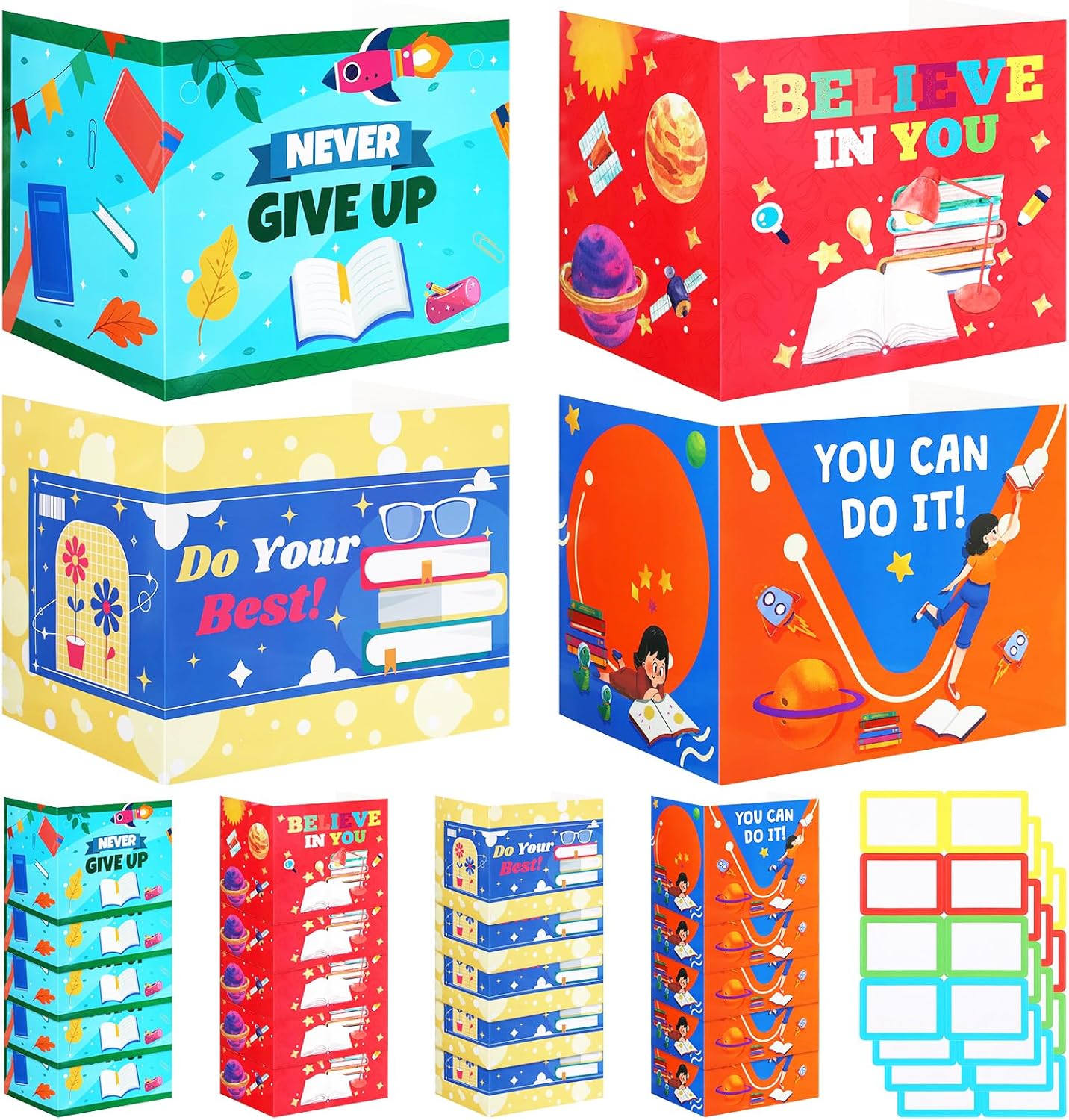 Crtiin 24 Pcs Privacy Folders for Students Desk Dividers Standard School Privacy Cardboard Board Testing Dividers Shield for Classroom Teacher Supplies Keep Eyes from roving(Encourage)