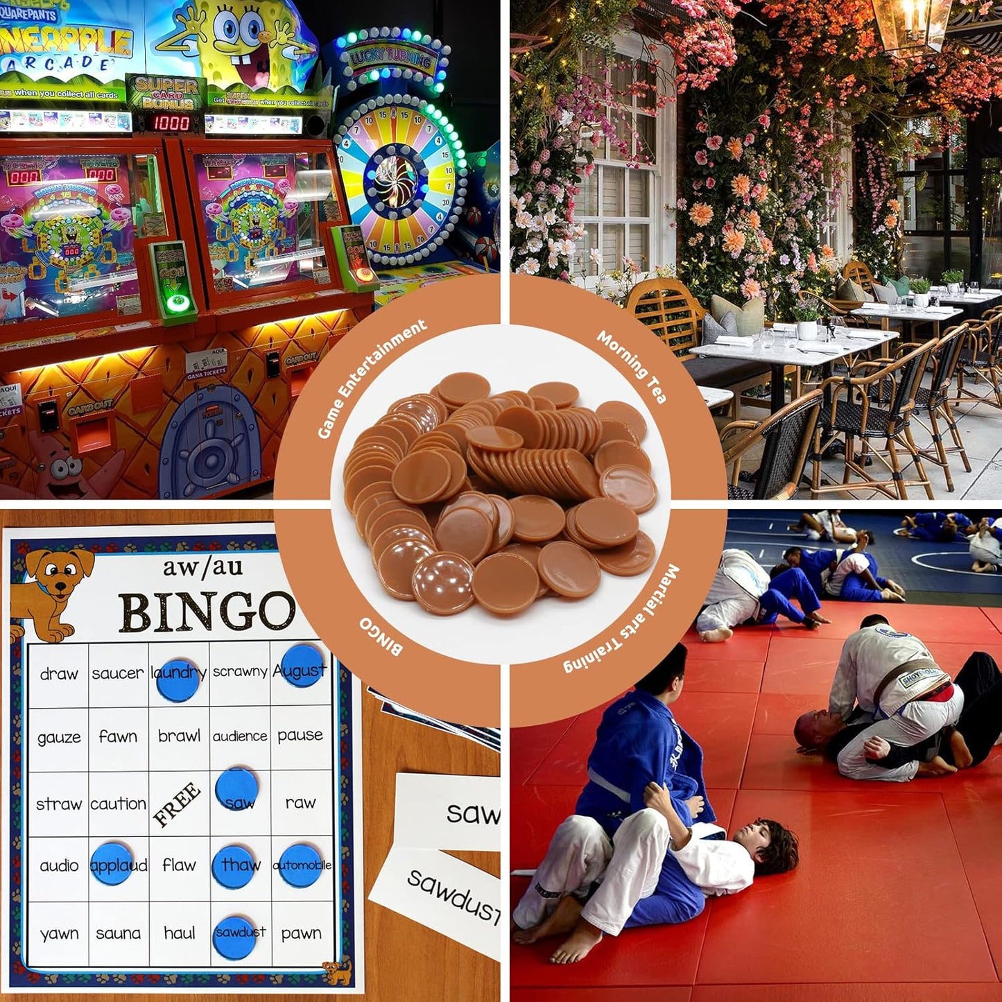 Set of 100 Opaque Plastic Learning Counters Mini Poker Chips Game Tokens with Storage Box (Chocolate, 1 Inch)