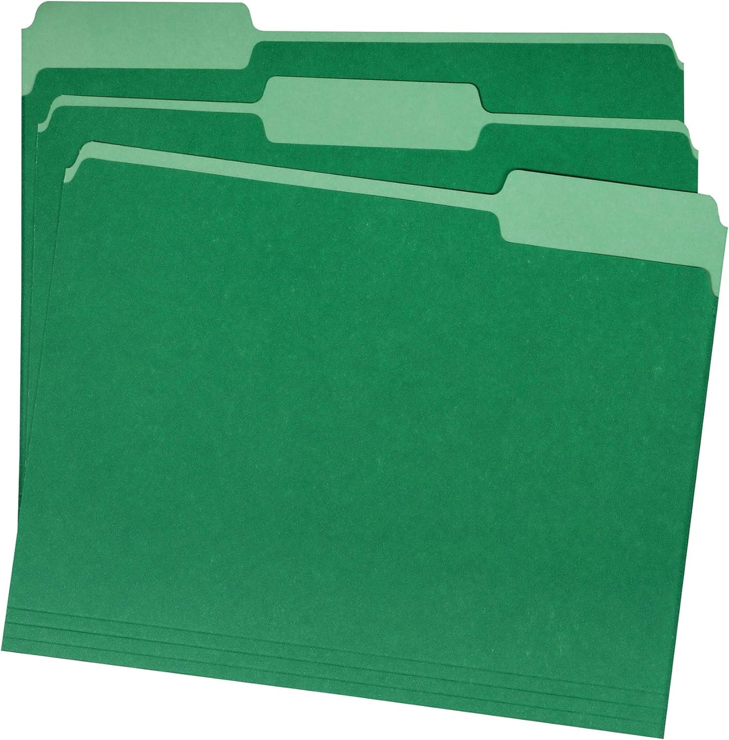 Amazon Basics File Folders, Letter Size, 1/3 Cut Tab, Bright Green, 36-Pack