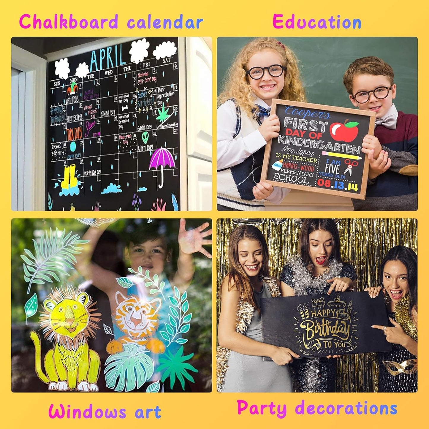 SFAIH 8 Vibrant Liquid Chalk Markers Erasable - 0.7-1mm Fine Tip Chalkboard Pens for Blackboards, Calendar, Acrylic Board, Glass, Signs, Mirror, Dust Free, Non-Toxic, With Highlighter Color Markers