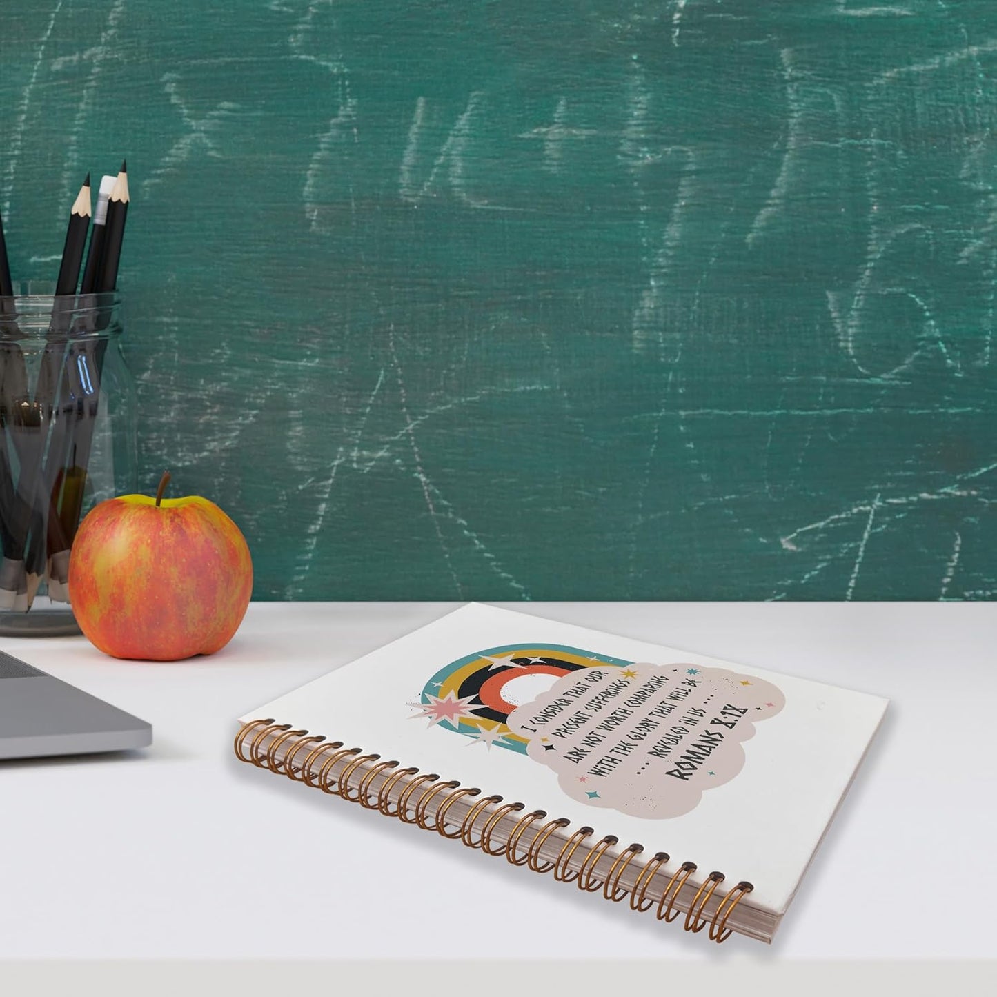 VNWEK Bible Scripture Romans 8:18 Our Present Sufferings Are Not Worth Comparing Spiral Notebook Journal 5.5 x 8.3 inches,Christian Lined Hardcover Spiral Notebook,Christian Gifts for Women Girls