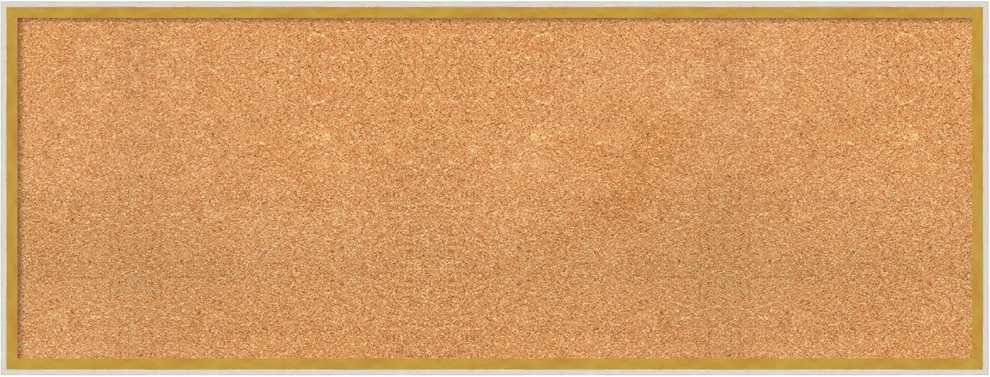 Amanti Art Natural Cork Board for Wall, 17x45 Vision Board with White Frame, Oversize Corkboard Office Decor for Home Organization, Modern Corkboard Pinboard to Display Items for Home Organization in
