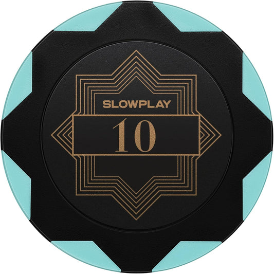 SLOWPLAY Nash Clay Poker Chips, 14 Grams Heavyweight Clay Composite, 40mm Large Chips in Bulk, Pack of 50 with Denomination of 10