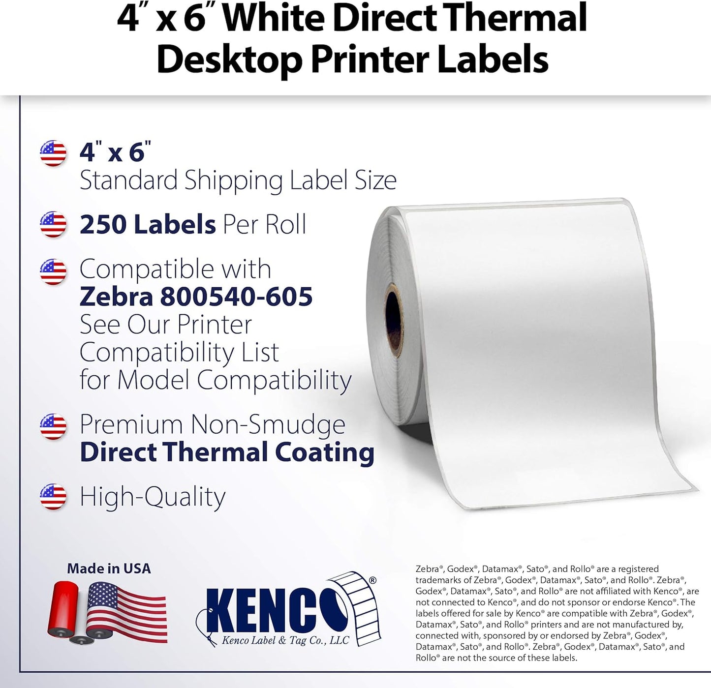 4" X 6" Direct Thermal Perforated Stickers Labels for Shipping Labels, Inventory, and Color Coding - Compatible with Zebra, Rollo, Godex and More (White, Pallet)