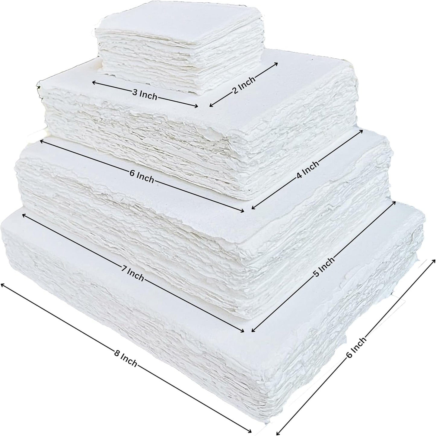 Handmade Cotton Paper with Deckle Edge Recycled Cotton Rag Mixed Media Card Stock for Watercolor, Writers, Invitations, Crafts (150gsm, 6x8 inch "A5", 50 Pack)