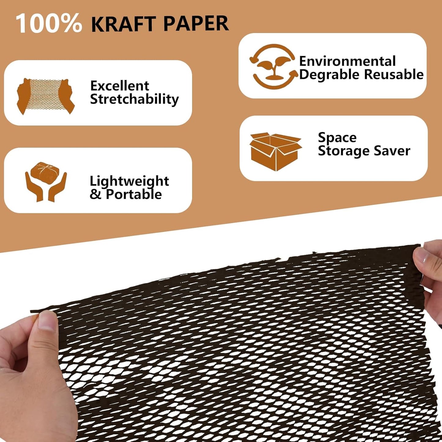 Honeycomb Packing Paper, 12" x 200' Packing Paper Substitute Alternative for Bubble Cushioning Wrap for Moving Shipping Packaging, Recyclable Moving Supplies Bubble Packing Wrap Roll-Black