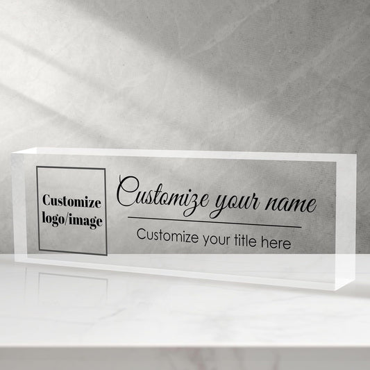 Custom Office Name Plate for Desk, Desk Name Plate Personalized, Personalized Gifts for Women, Appreciation Gifts for Employee Coworkers Boss Teacher, Office Accessories (Logo/Image)