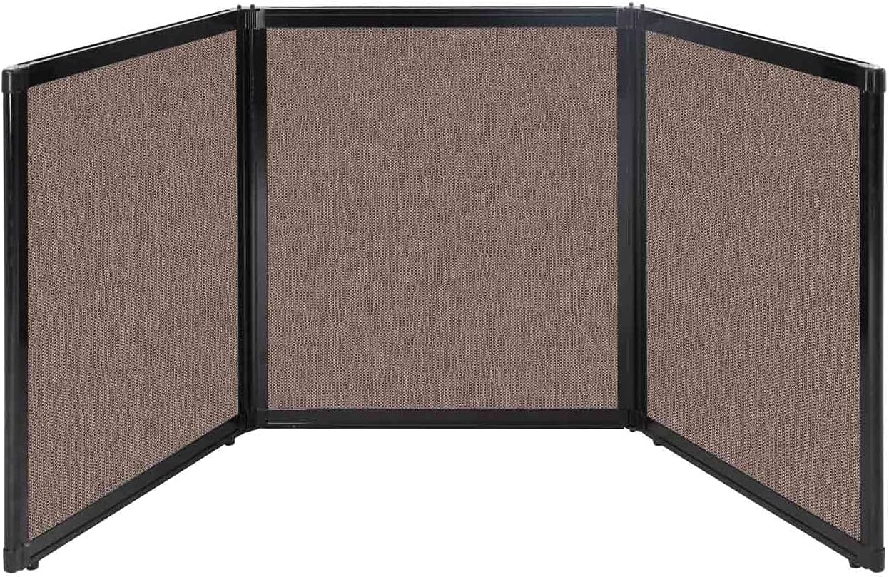 Versare Folding Tabletop Display | 3-Panel Partition | Lightweight Portable Workspace Divider | Latte 99" x 36"