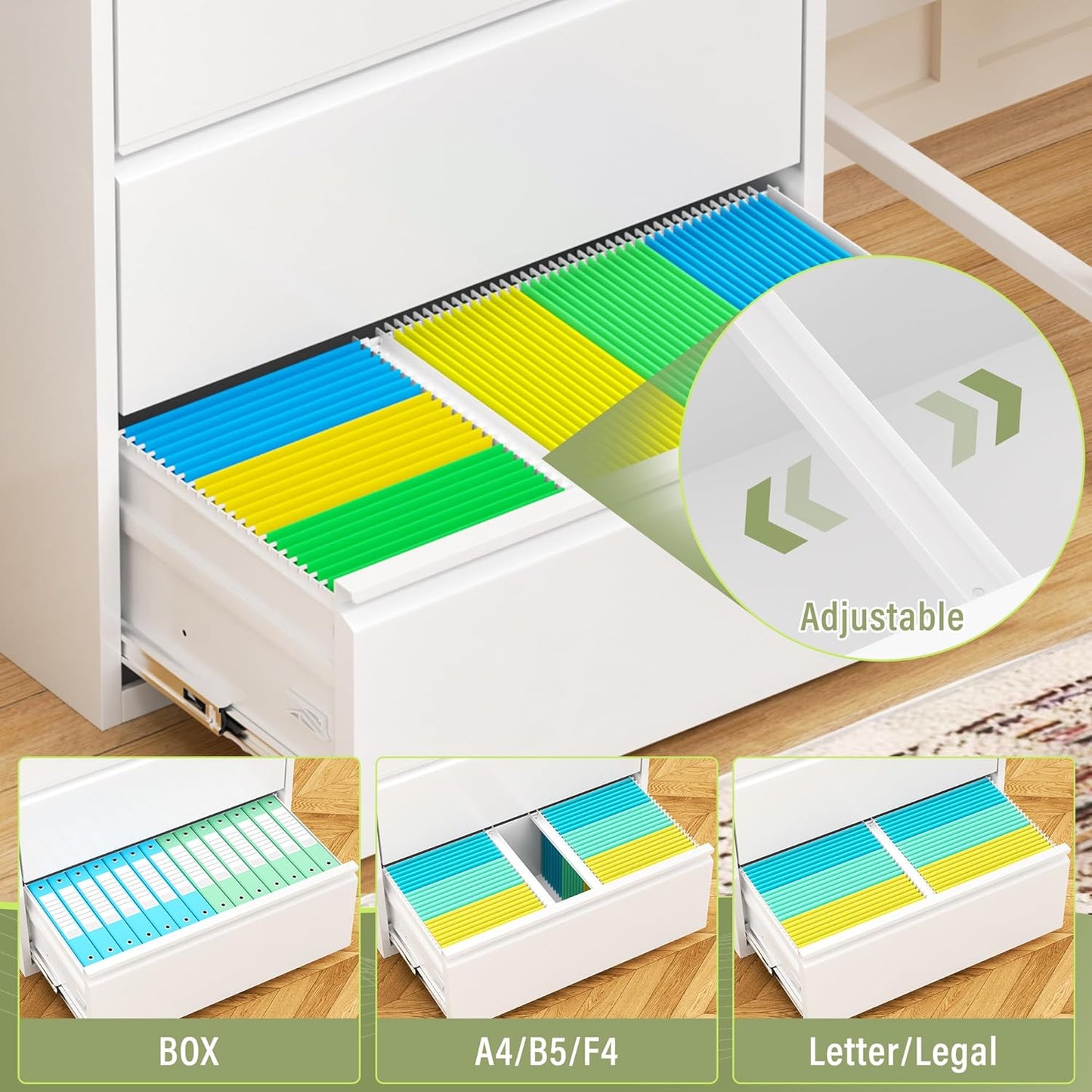 Incbruce 36" W 4 Drawer Lateral File Cabinet, Metal 4 Drawer Lateral Filing Cabinet with Lock, Steel Wide Filing Organization Storage Cabinet for Home, Office, Fit A4/F4/Letter/Legal File (White)