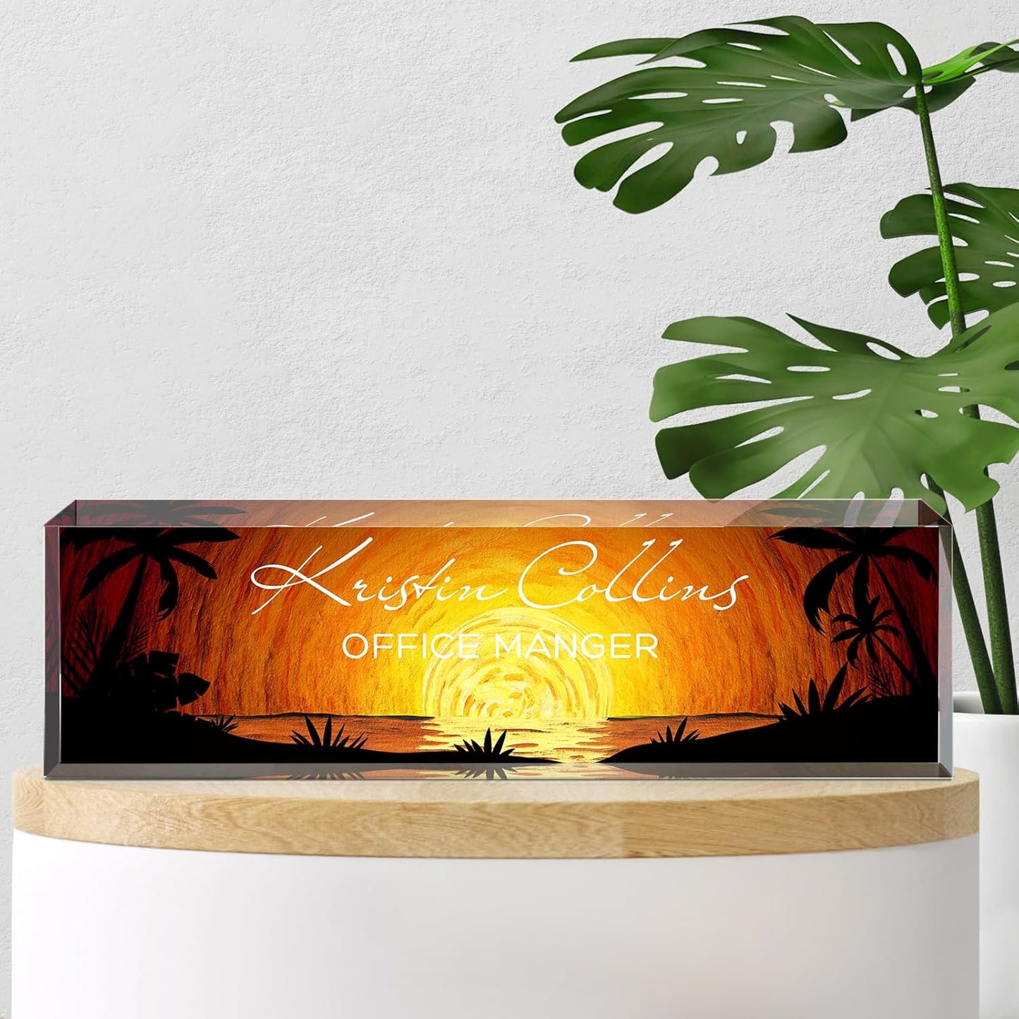 Custom Name Plate for Desk, Acrylic Office Decor For Women Men, Personalized Office Desk Accessories, Teacher Employee Appreciation Gifts For Social Worker Boss Coworkers (Hope)