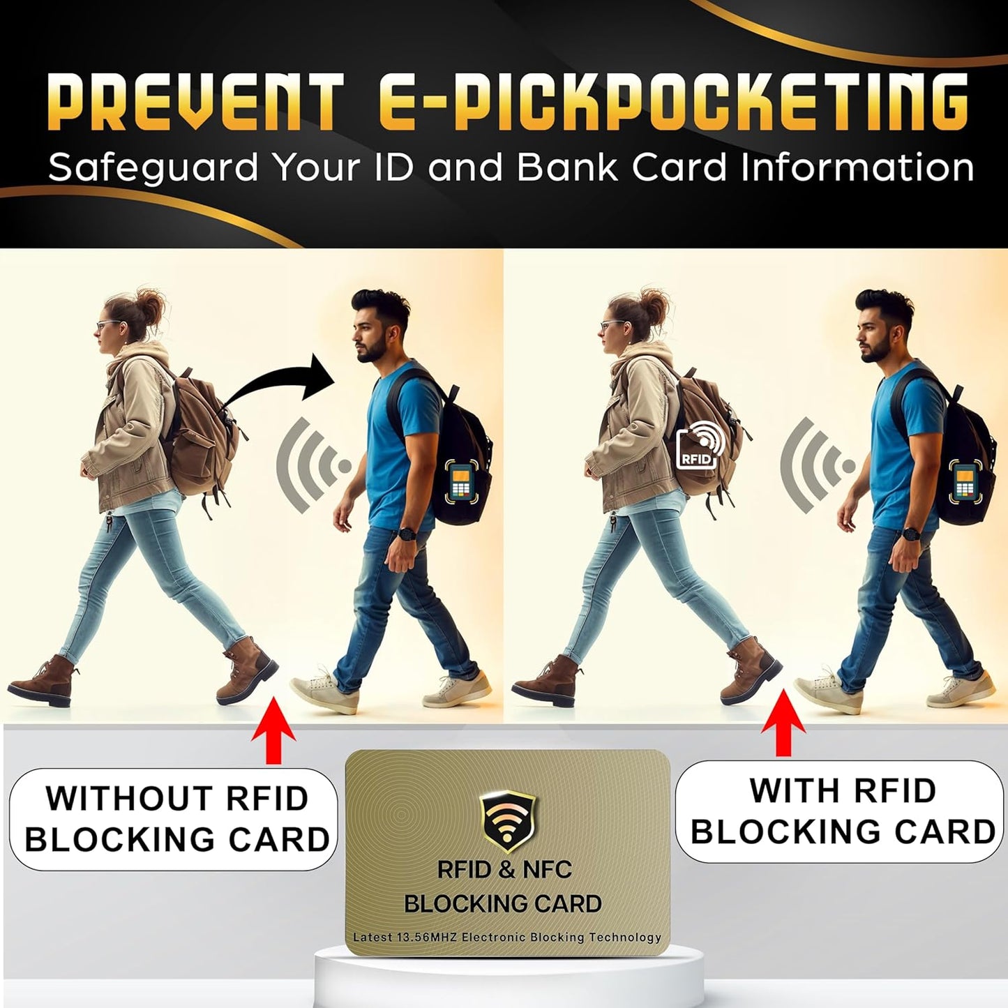 SaiTech RFID Protected Cards, Golden 10 Pack: Entire Wallet Purse Shield For Men & Women, NFC Contactless Bank Debit Credit Card Protector ID ATM Guard