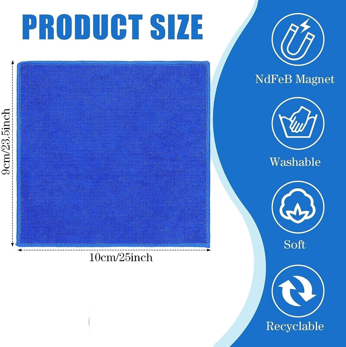 Nuenen 48 Packs Magnetic Cleaning Cloth Microfiber Dry Erase Eraser Magnetic Whiteboard Eraser Reusable Washable Dry Erase Cloth for Office Classroom Home, 10'' x 10''