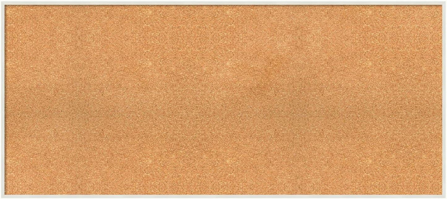 Amanti Art Natural Cork Board for Wall, 23x51 Vision Board with White Frame, Oversize Corkboard Office Decor for Home Organization, Modern Corkboard Pinboard to Display Items for Home Organization in