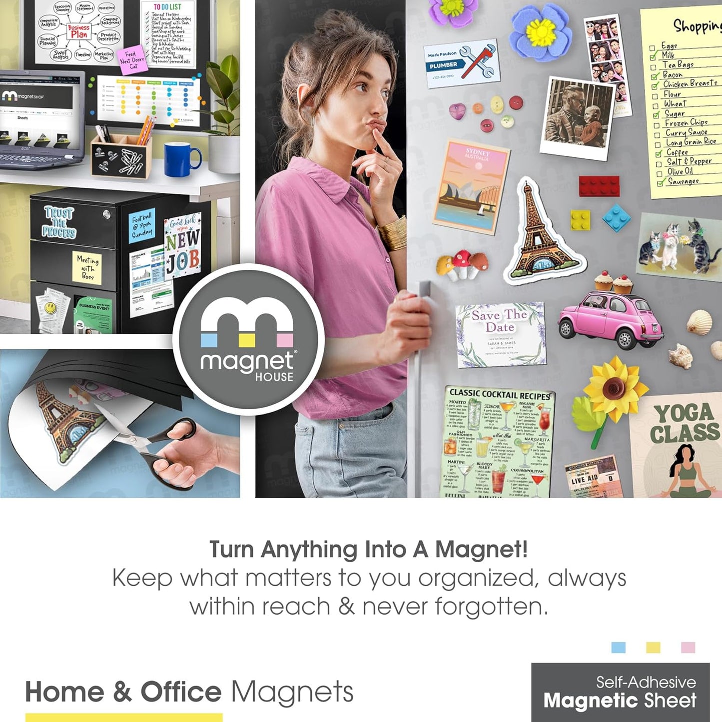 TMS Magnetic Sheet, Tape and Strips with or Without Self-Adhesive Backing for Stickers | Die and Craft Storage | Flexible Rubber Magnet | 10 Sheets | 20mil or 30 mil Thick | 8.5” x 11”