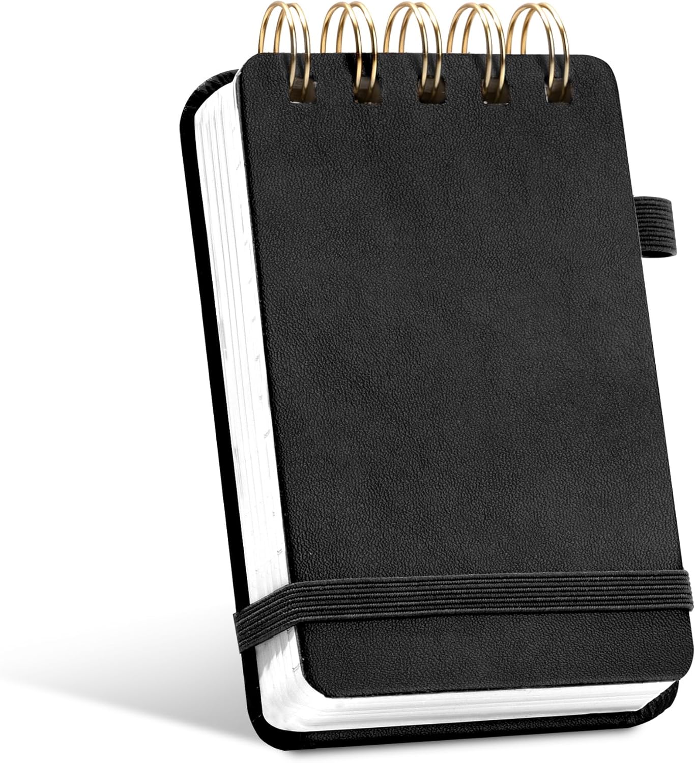 Yoment Small Notebooks 3x5 Leather Pocket Notepad 150 Pages Mini Top Spiral Notebook, 100 GSM Thick Paper, Memo Note Pads for Work School Nursing, Black